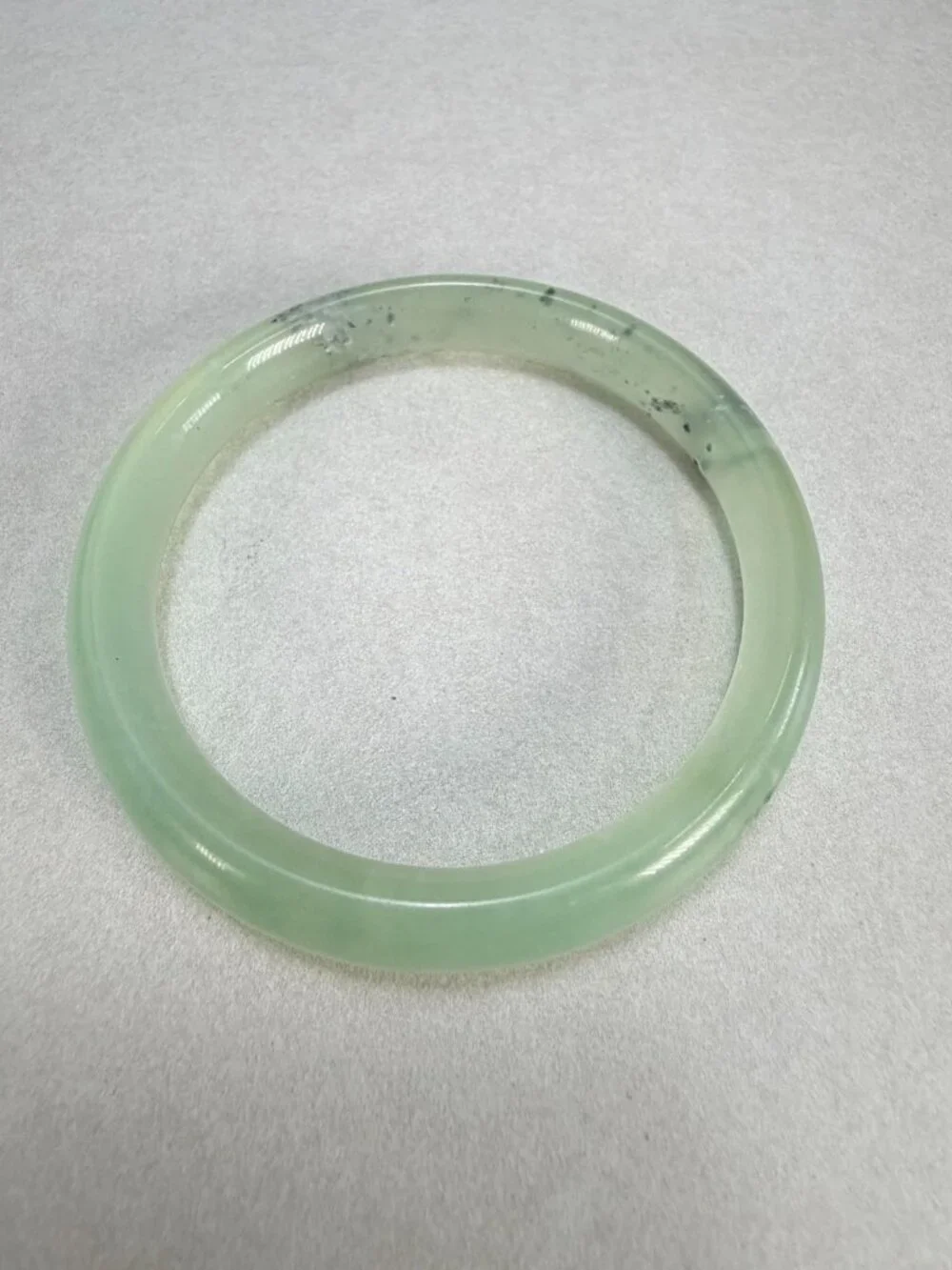 Natural Light Green Jade Jadeite Bangle Bracelet Round Polished Vintage 7.5